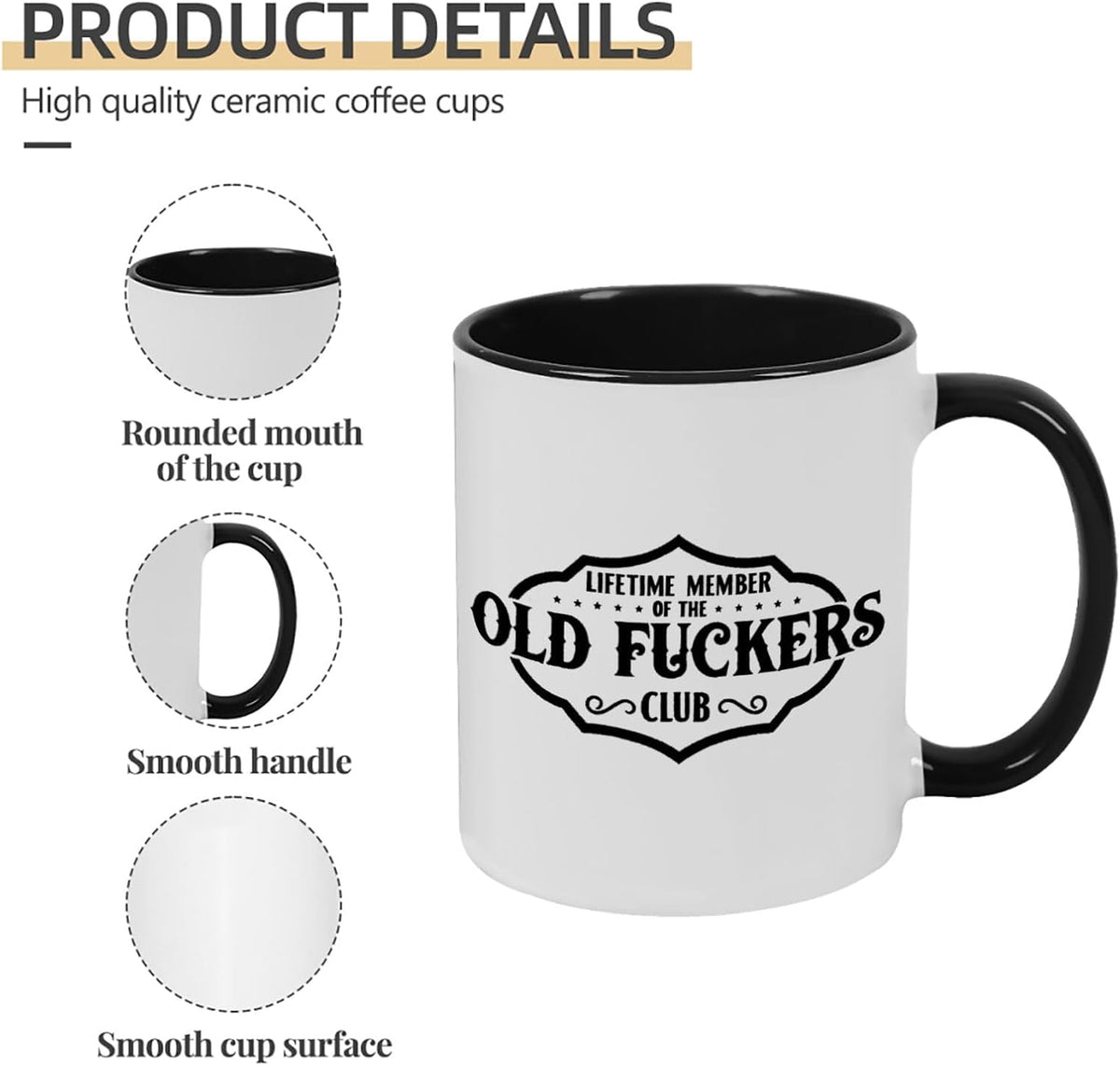 Old Fuckers Club, 100% Bitter Lifetimes Member travel coffee mug with handle
