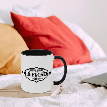 Old Fuckers Club, 100% Bitter Lifetimes Member travel coffee mug with handle
