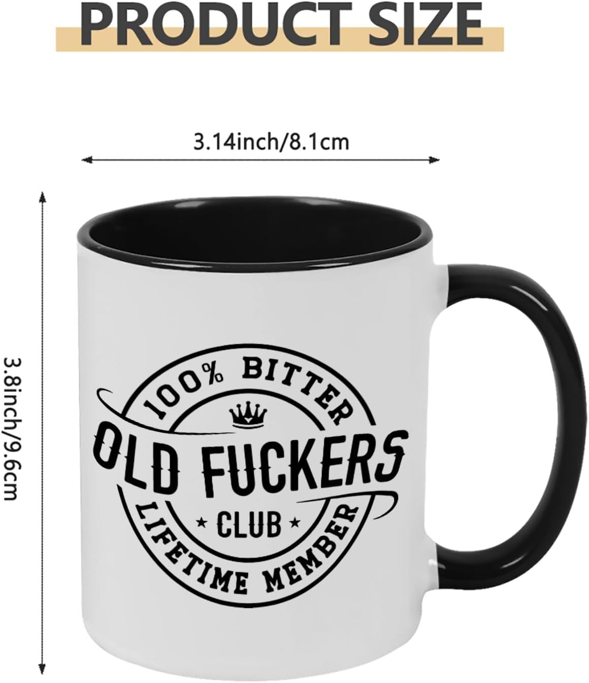 Old Fuckers Club, 100% Bitter Lifetimes Member travel coffee mug with handle