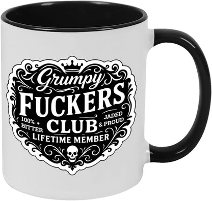 Old Fuckers Club, 100% Bitter Lifetimes Member travel coffee mug with handle