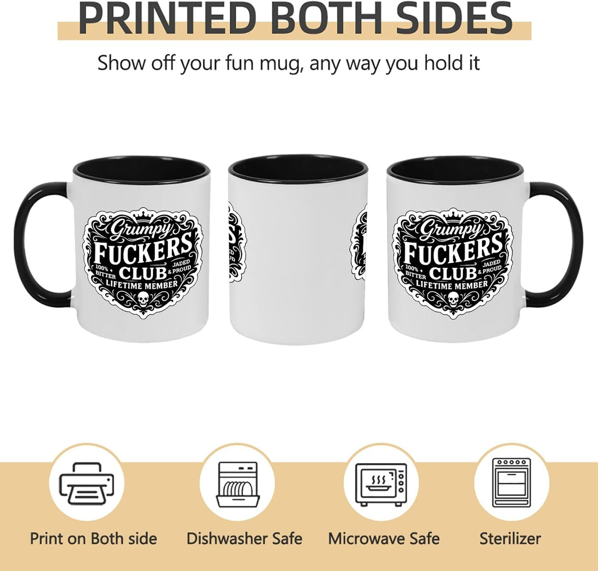Old Fuckers Club, 100% Bitter Lifetimes Member travel coffee mug with handle
