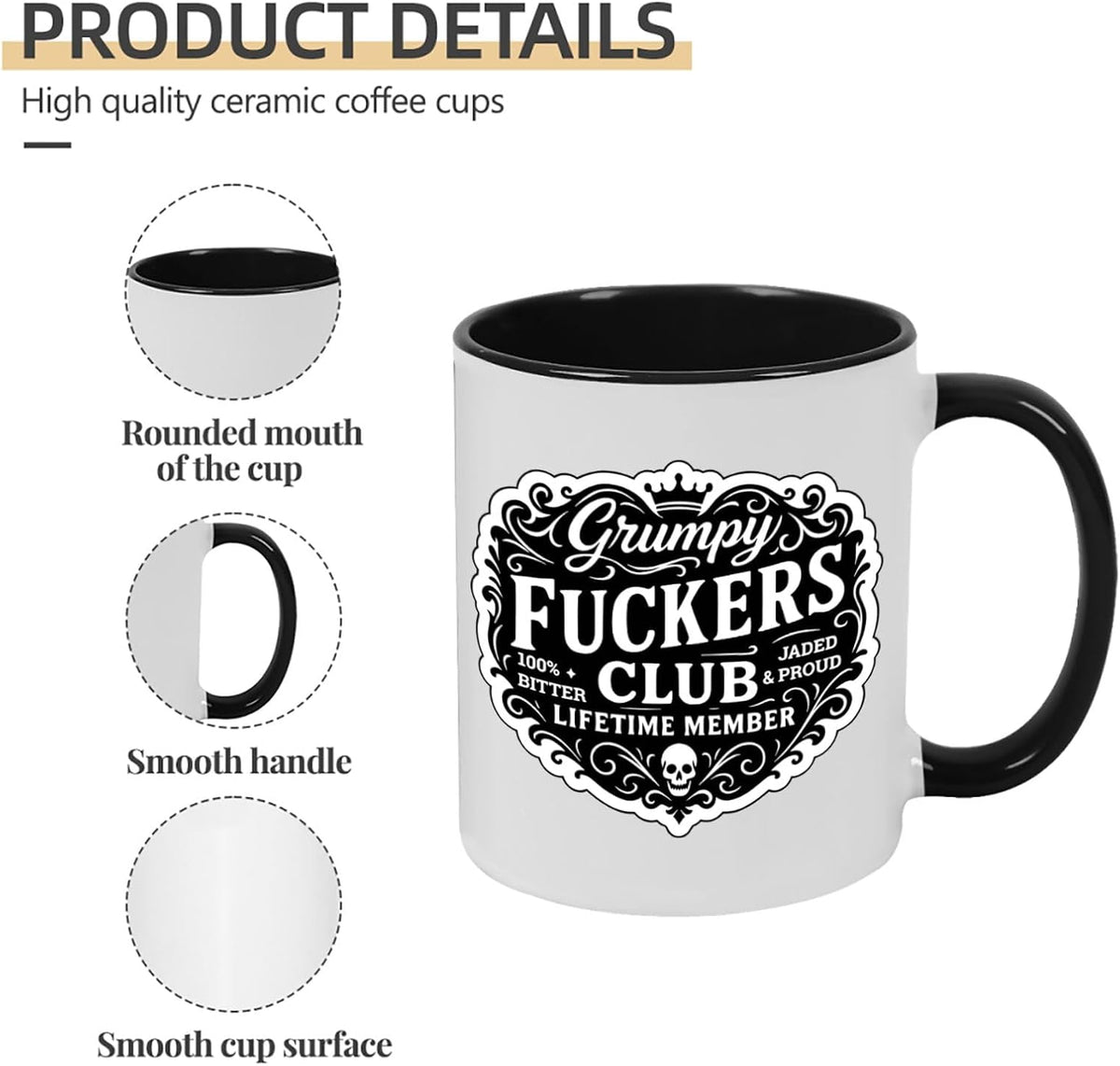 Old Fuckers Club, 100% Bitter Lifetimes Member travel coffee mug with handle