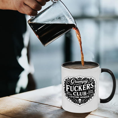 Old Fuckers Club, 100% Bitter Lifetimes Member travel coffee mug with handle