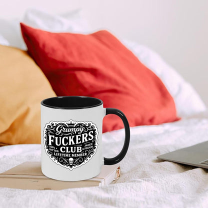 Old Fuckers Club, 100% Bitter Lifetimes Member travel coffee mug with handle