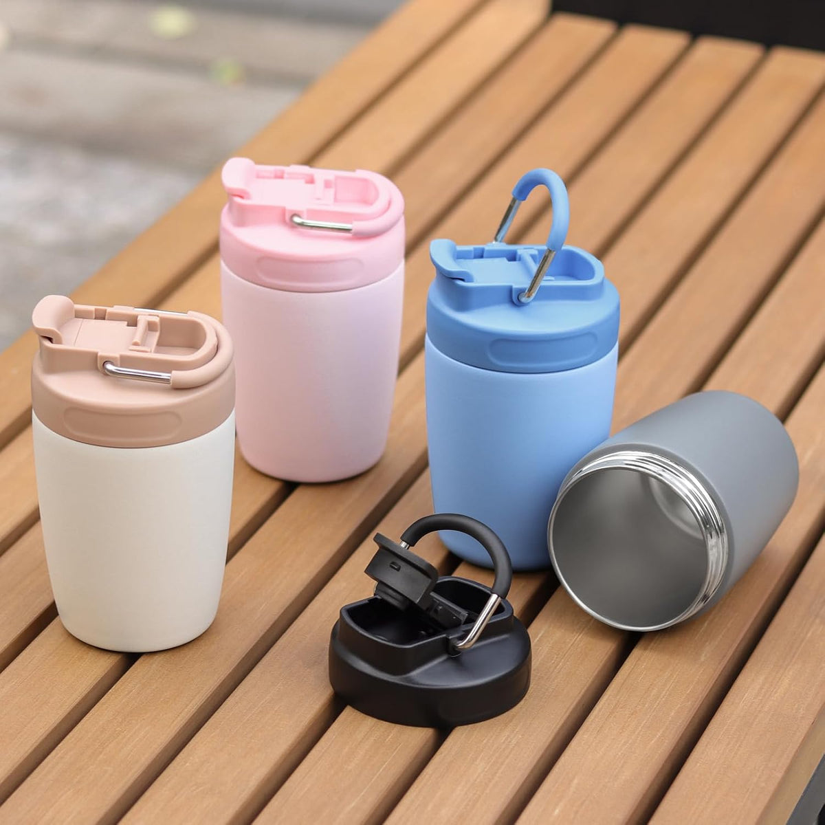 12 oz Insulated Stainless Steel Coffee Tumbler, Locking Leak-Proof Lid with Handle, Non-Slip Travel Mug for Hot & Cold Beverages, Reusable Coffee Cup (Blue)