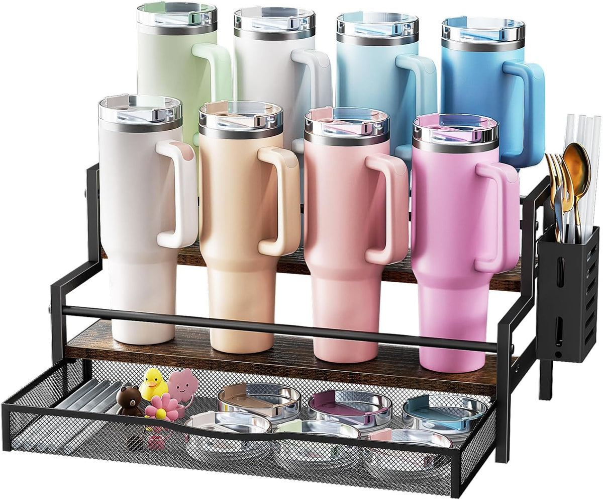 Water Bottle Organizer for Full 40 oz Stanley/Tumbler, Brown