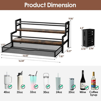 Water Bottle Organizer for Full 40 oz Stanley/Tumbler, Brown