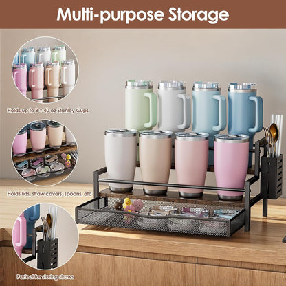 Water Bottle Organizer for Full 40 oz Stanley/Tumbler, Brown