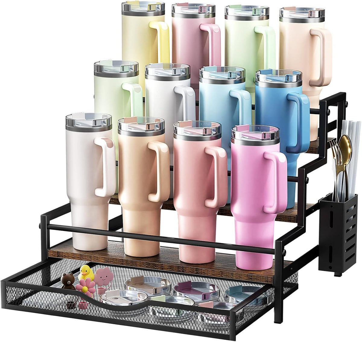 Water Bottle Organizer for Full 40 oz Stanley/Tumbler, Brown