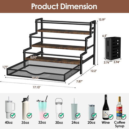 Water Bottle Organizer for Full 40 oz Stanley/Tumbler, Brown