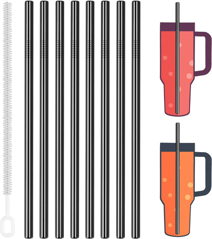 8PCS Stainless Steel Straws Fit for 40oz Stanley Tumblers, Silver