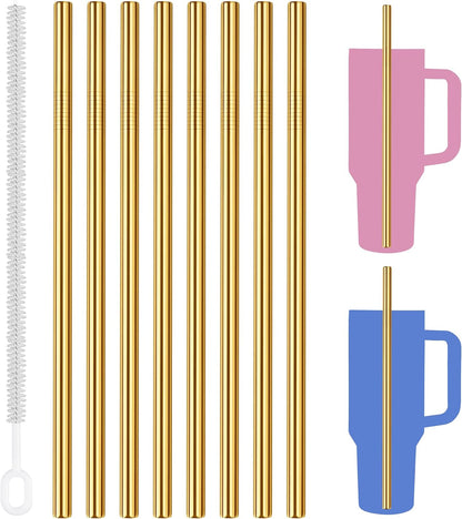 8PCS Stainless Steel Straws Fit for 40oz Stanley Tumblers, Silver