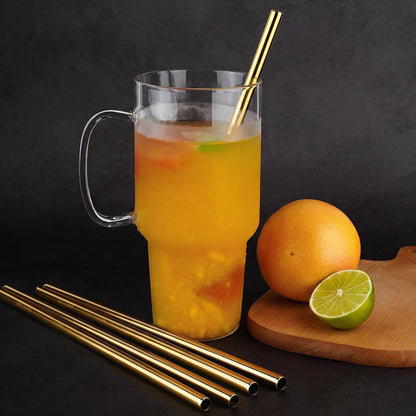 8PCS Stainless Steel Straws Fit for 40oz Stanley Tumblers, Silver