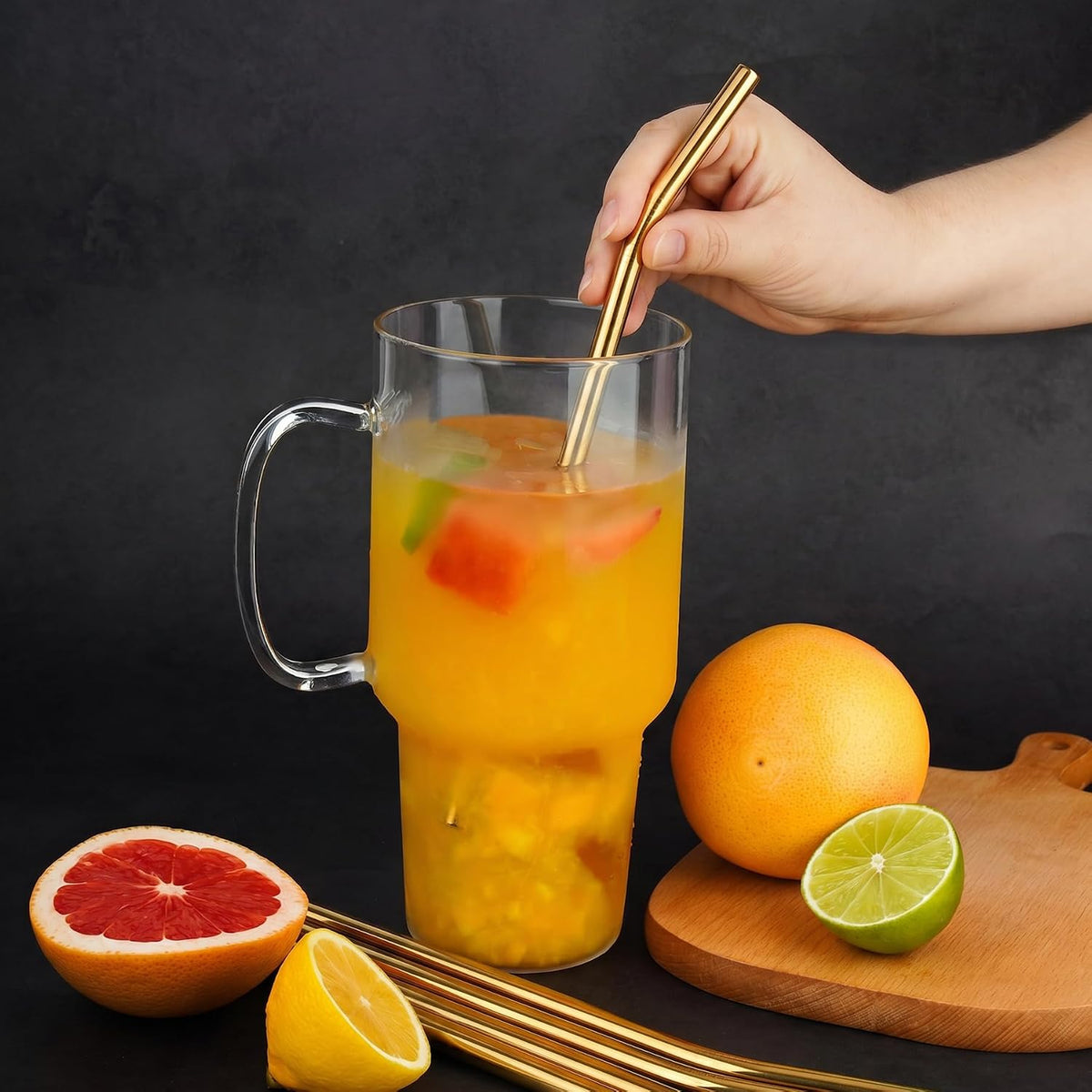8PCS Stainless Steel Straws Fit for 40oz Stanley Tumblers, Silver