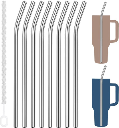 8PCS Stainless Steel Straws Fit for 40oz Stanley Tumblers, Silver