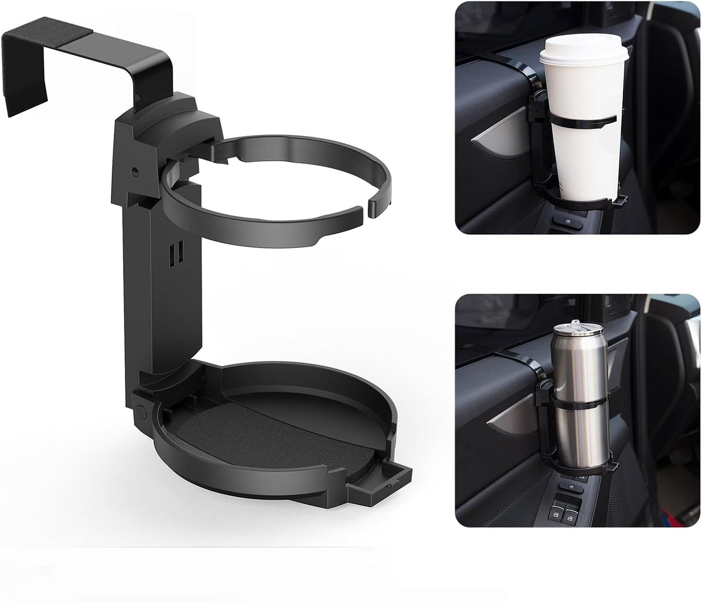 Car Door Cup Holder, Adjustable Folding Drink Holder | for Truck Interior, Soda Cans, Water Bottles, coffee