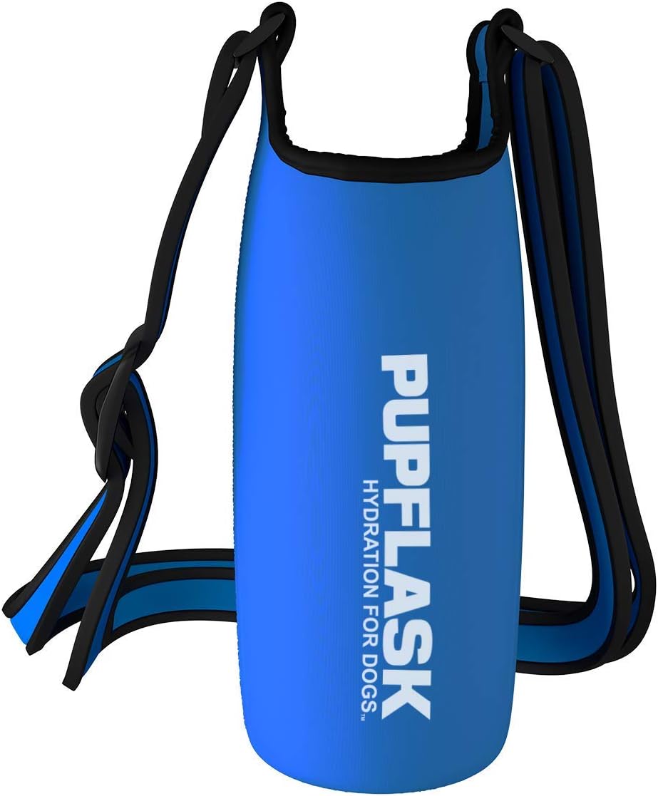 PupFlask Insulated Neoprene Dog Water Bottle Holder Sling with Wide Adjustable Shoulder Strap, Great for Travel, Walking, Hiking, Portable Pet Water Bottle Holder (40 OZ, Nebulas Blue)