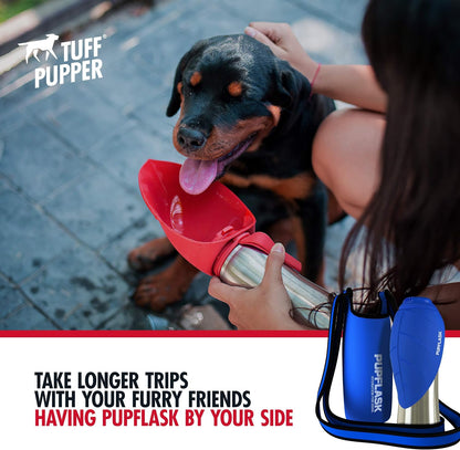 PupFlask Insulated Neoprene Dog Water Bottle Holder Sling with Wide Adjustable Shoulder Strap, Great for Travel, Walking, Hiking, Portable Pet Water Bottle Holder (40 OZ, Nebulas Blue)