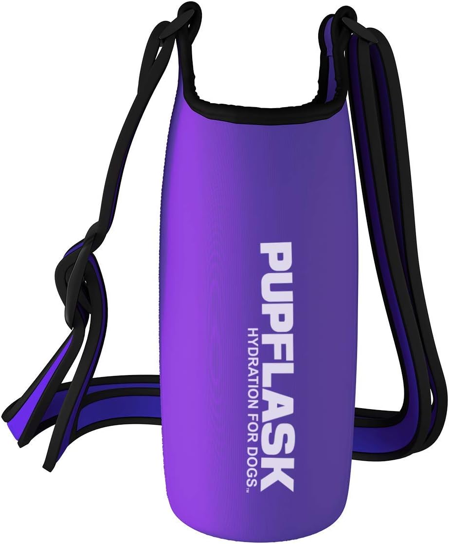 PupFlask Insulated Neoprene Dog Water Bottle Holder Sling with Wide Adjustable Shoulder Strap, Great for Travel, Walking, Hiking, Portable Pet Water Bottle Holder (40 OZ, Nebulas Blue)