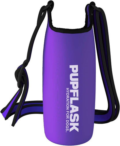 PupFlask Insulated Neoprene Dog Water Bottle Holder Sling with Wide Adjustable Shoulder Strap, Great for Travel, Walking, Hiking, Portable Pet Water Bottle Holder (40 OZ, Nebulas Blue)