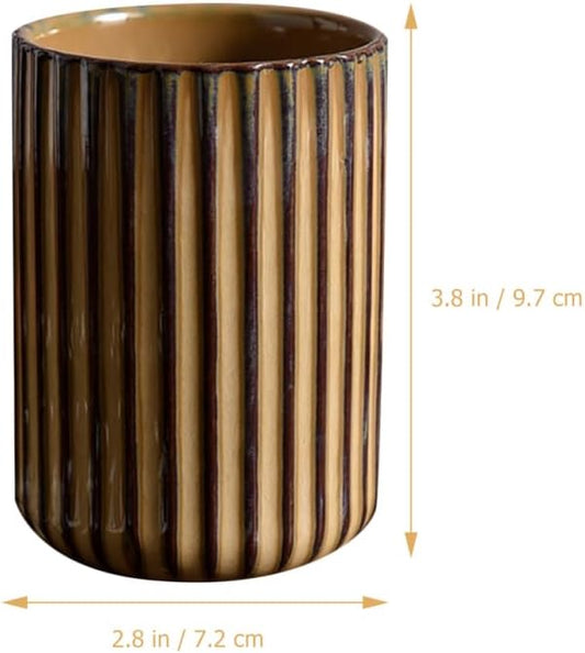 Vintage Milk Cup Retro Striped Water Mug Ceramic Tumbler 300ML