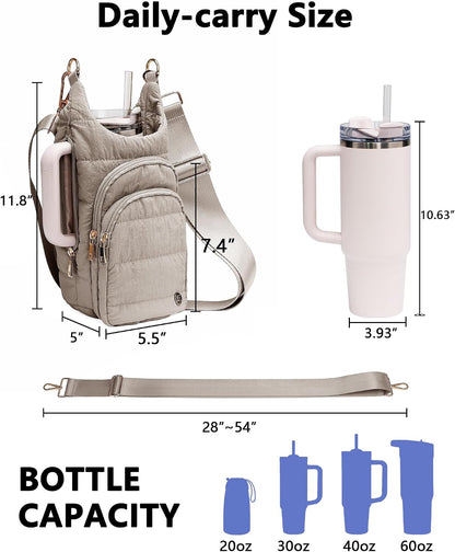 40oz Water Bottle Holder with Strap, Crossbody Drink Carrier Bag