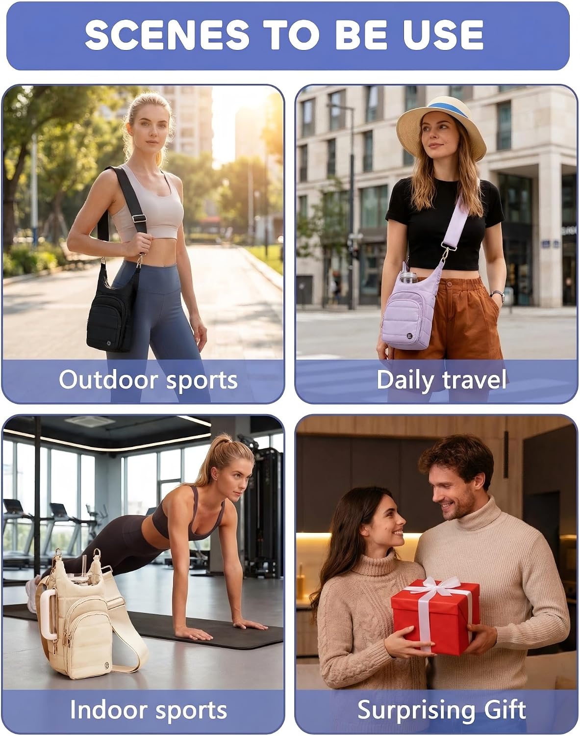 40oz Water Bottle Holder with Strap, Crossbody Drink Carrier Bag