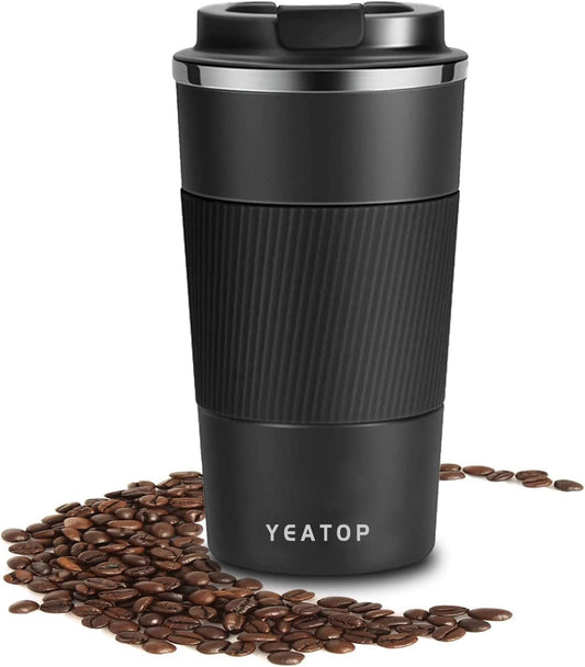 Insulated Travel Coffee Mug 16 oz, Spill Proof Coffee Mug To Go, Leakproof Stainless Steel Coffee Tumblers Reusable Thermal Coffee Cup with Lid for Hot & Cold Drinks (Blue, 510ml)