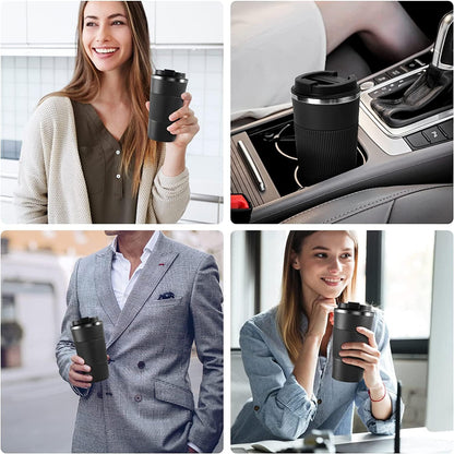 Insulated Travel Coffee Mug 16 oz, Spill Proof Coffee Mug To Go, Leakproof Stainless Steel Coffee Tumblers Reusable Thermal Coffee Cup with Lid for Hot & Cold Drinks (Blue, 510ml)