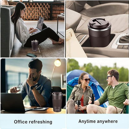 Insulated Travel Coffee Mug 16 oz, Spill Proof Coffee Mug To Go, Leakproof Stainless Steel Coffee Tumblers Reusable Thermal Coffee Cup with Lid for Hot & Cold Drinks (Blue, 510ml)