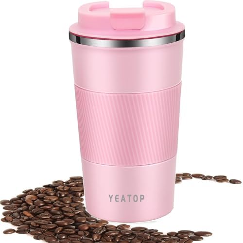 Insulated Travel Coffee Mug 16 oz, Spill Proof Coffee Mug To Go, Leakproof Stainless Steel Coffee Tumblers Reusable Thermal Coffee Cup with Lid for Hot & Cold Drinks (Blue, 510ml)