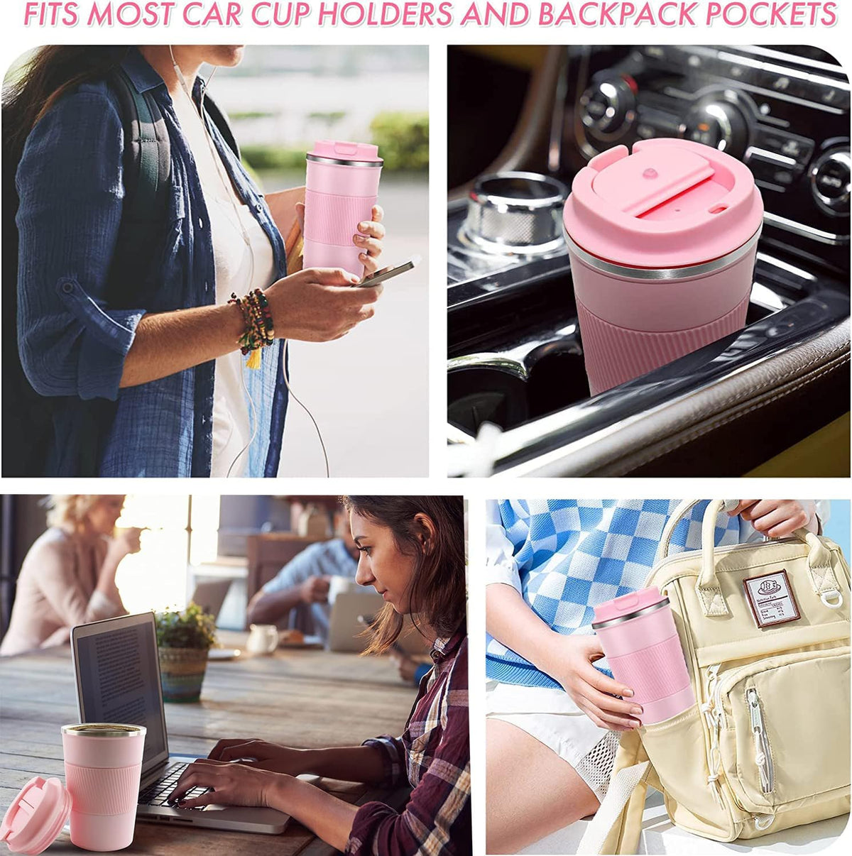 Insulated Travel Coffee Mug 16 oz, Spill Proof Coffee Mug To Go, Leakproof Stainless Steel Coffee Tumblers Reusable Thermal Coffee Cup with Lid for Hot & Cold Drinks (Blue, 510ml)