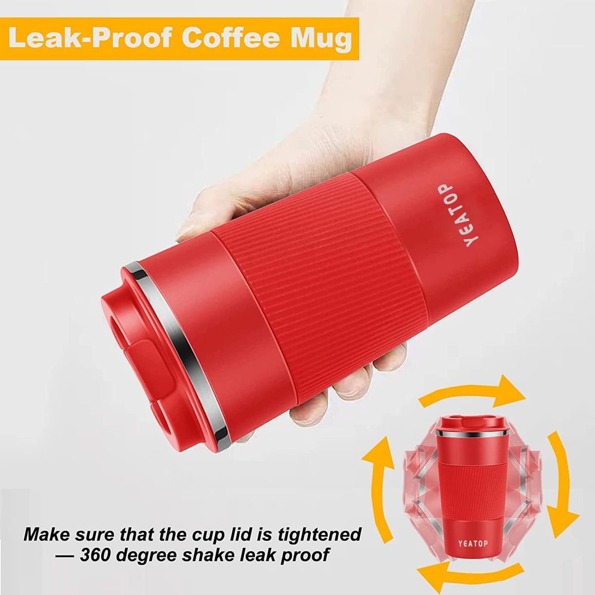 Insulated Travel Coffee Mug 16 oz, Spill Proof Coffee Mug To Go, Leakproof Stainless Steel Coffee Tumblers Reusable Thermal Coffee Cup with Lid for Hot & Cold Drinks (Blue, 510ml)