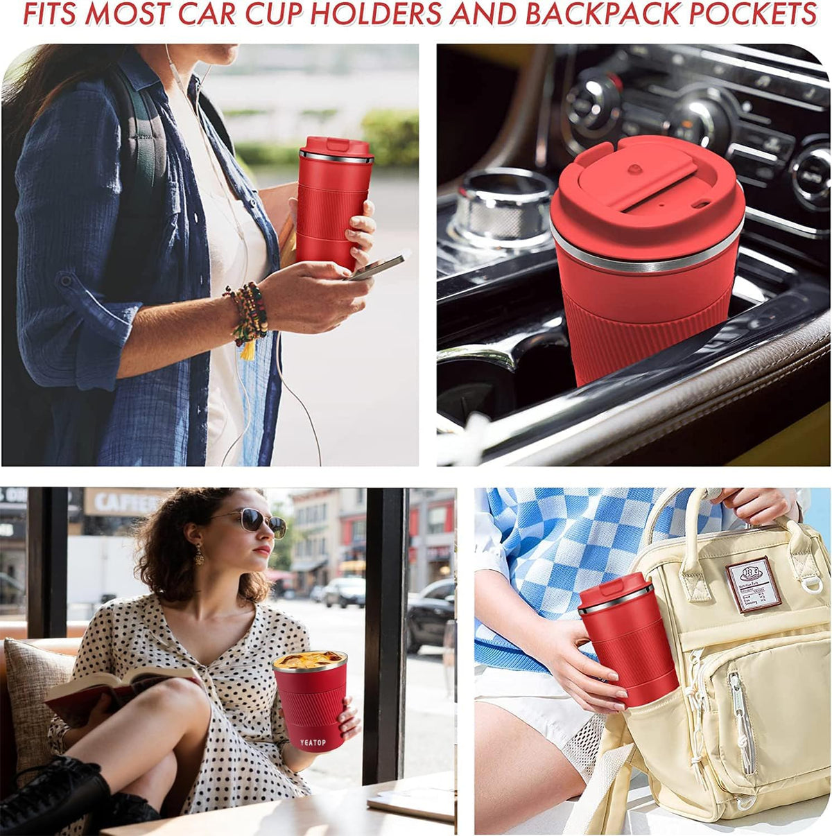 Insulated Travel Coffee Mug 16 oz, Spill Proof Coffee Mug To Go, Leakproof Stainless Steel Coffee Tumblers Reusable Thermal Coffee Cup with Lid for Hot & Cold Drinks (Blue, 510ml)