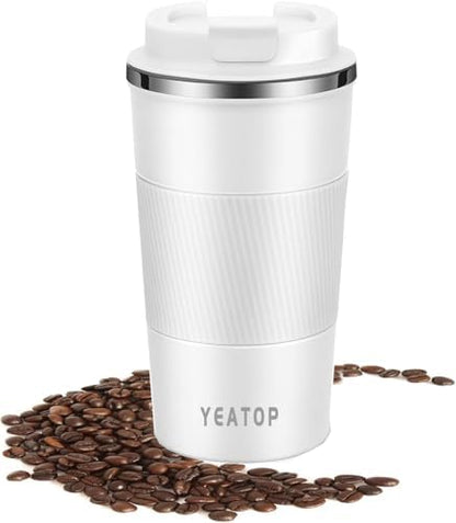 Insulated Travel Coffee Mug 16 oz, Spill Proof Coffee Mug To Go, Leakproof Stainless Steel Coffee Tumblers Reusable Thermal Coffee Cup with Lid for Hot & Cold Drinks (Blue, 510ml)