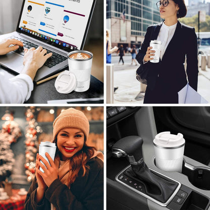 Insulated Travel Coffee Mug 16 oz, Spill Proof Coffee Mug To Go, Leakproof Stainless Steel Coffee Tumblers Reusable Thermal Coffee Cup with Lid for Hot & Cold Drinks (Blue, 510ml)