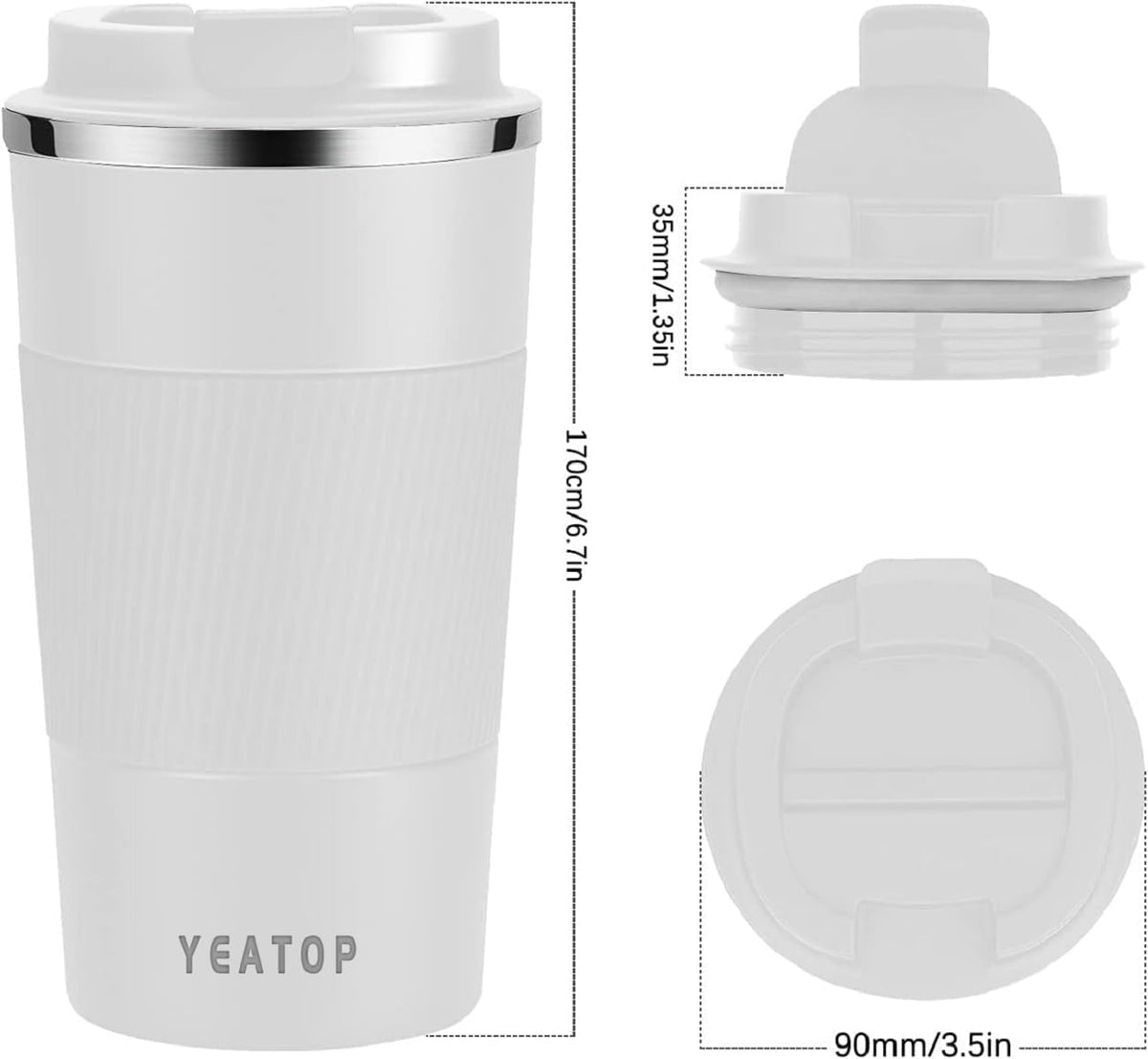 Insulated Travel Coffee Mug 16 oz, Spill Proof Coffee Mug To Go, Leakproof Stainless Steel Coffee Tumblers Reusable Thermal Coffee Cup with Lid for Hot & Cold Drinks (Blue, 510ml)