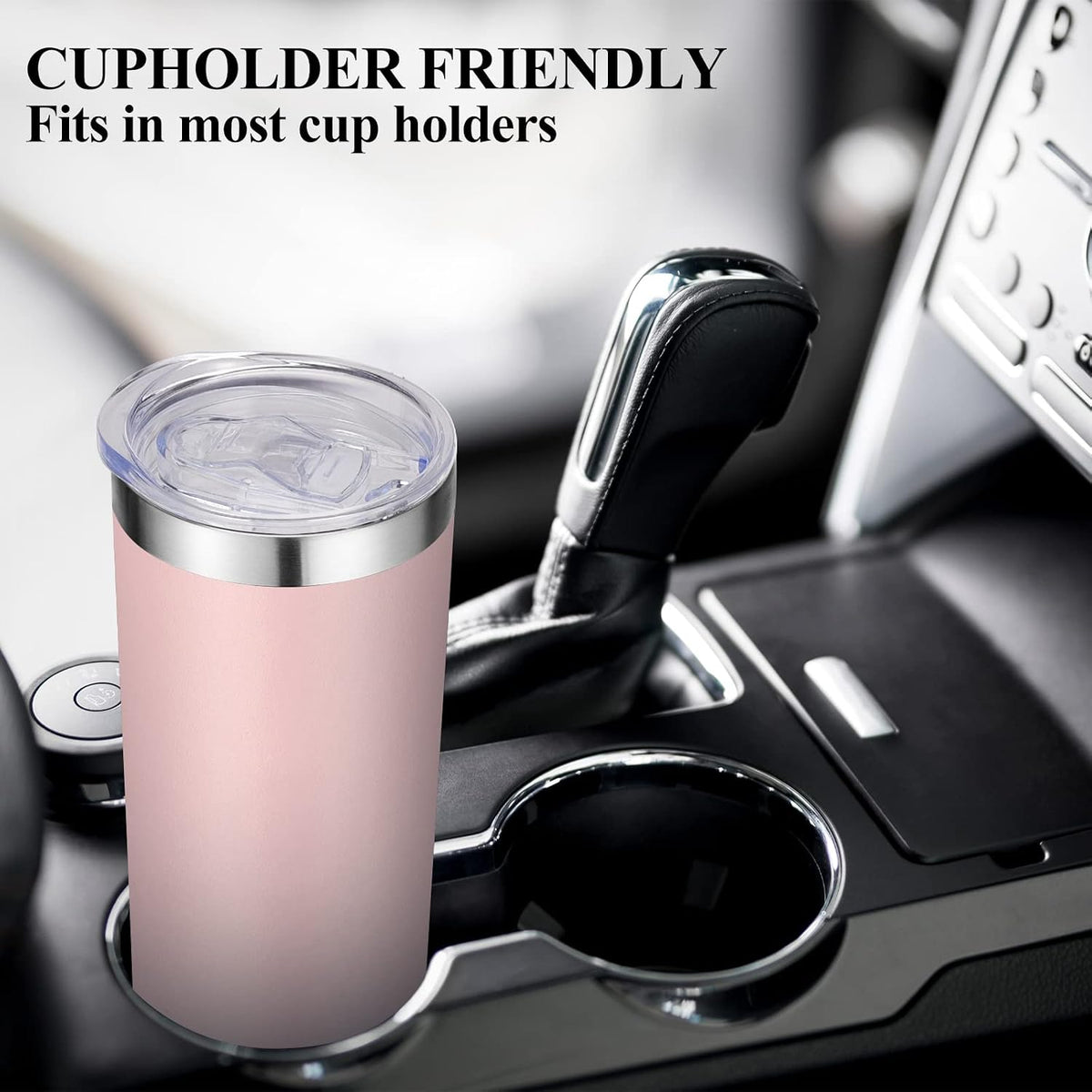 Stainless Steel Skinny Tumbler, 20 oz Vacuum Insulated Tumbler with Lid and Straw, Double Wall Coffee Cup, Travel Mug for Cold Hot Drinks, Light Pink