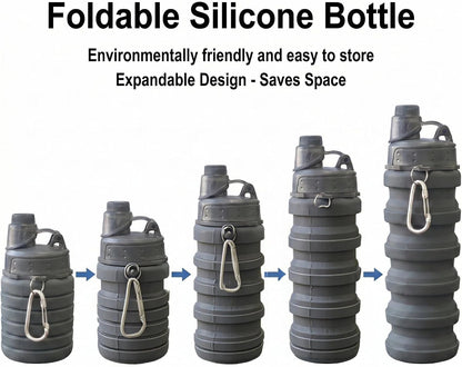 Collapsible Water Bottles Travel water bottle Sports Portable Sport Water Bottle Reusable Water Bottles comes with mountaineering Buckle 500ml silicone Water-proof camping water bottle
