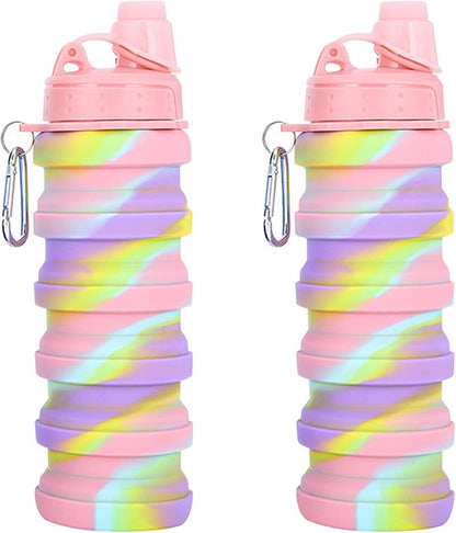 Collapsible Water Bottles Travel water bottle Sports Portable Sport Water Bottle Reusable Water Bottles comes with mountaineering Buckle 500ml silicone Water-proof camping water bottle