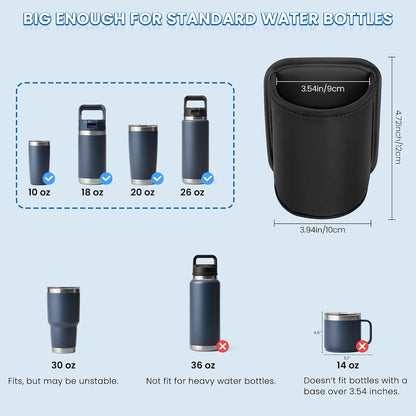 Car Door Cup Holder Clip On Side Door Pocket Water Bottle Coffee Drink Holders Storage Organizer Scratch-Resistant PU Leather Black 2 Pack