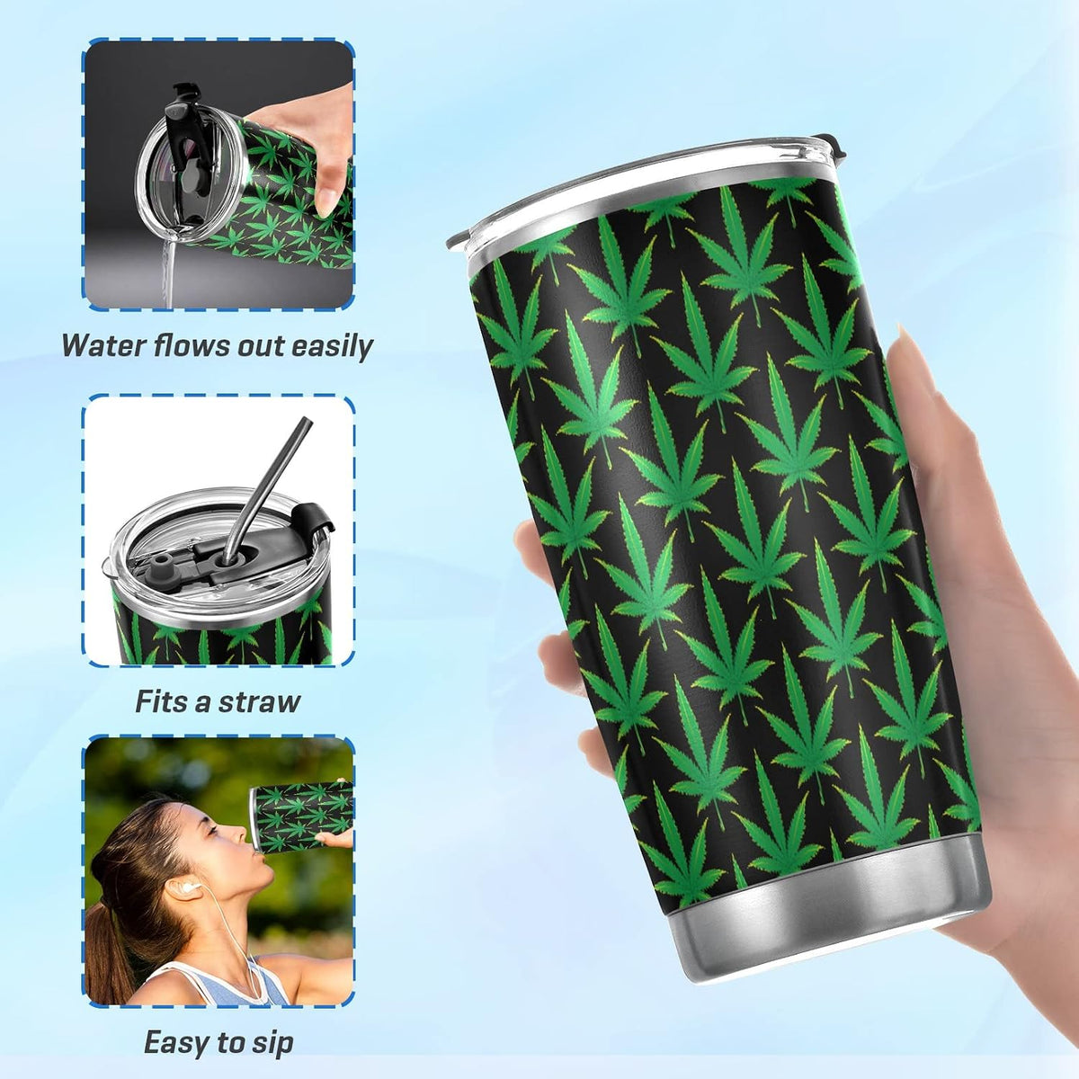Tumbler Lightning Bolts Doodle Insulated Coffee Cup Beverage Container Travel Mug with Straw and Lid Double Wall Stainless Steel 20oz Holiday Gift