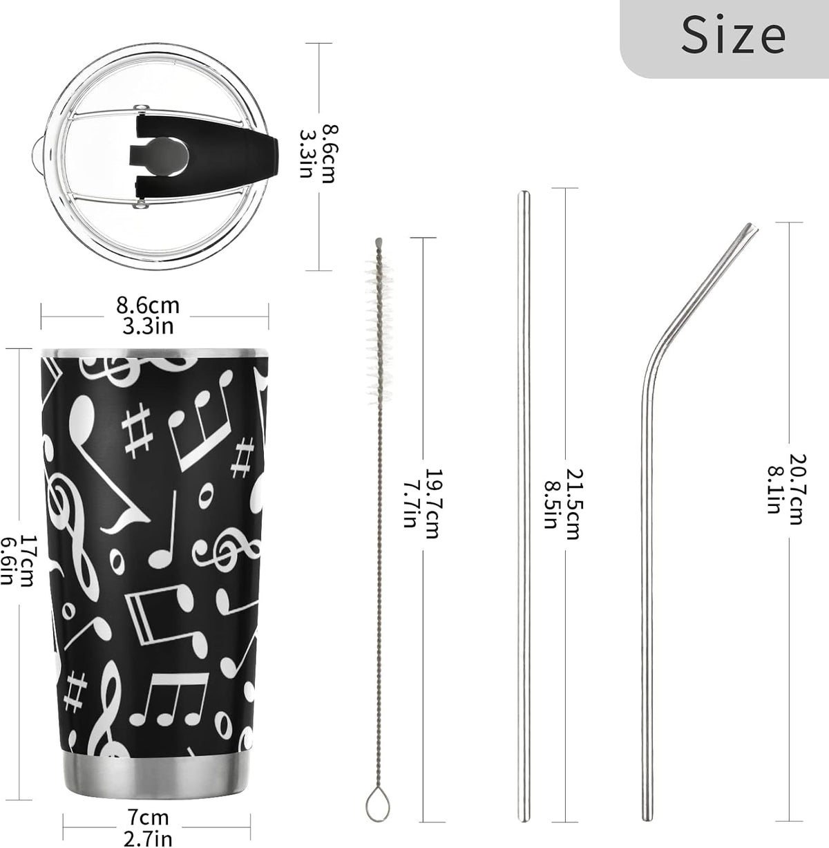 Tumbler Lightning Bolts Doodle Insulated Coffee Cup Beverage Container Travel Mug with Straw and Lid Double Wall Stainless Steel 20oz Holiday Gift
