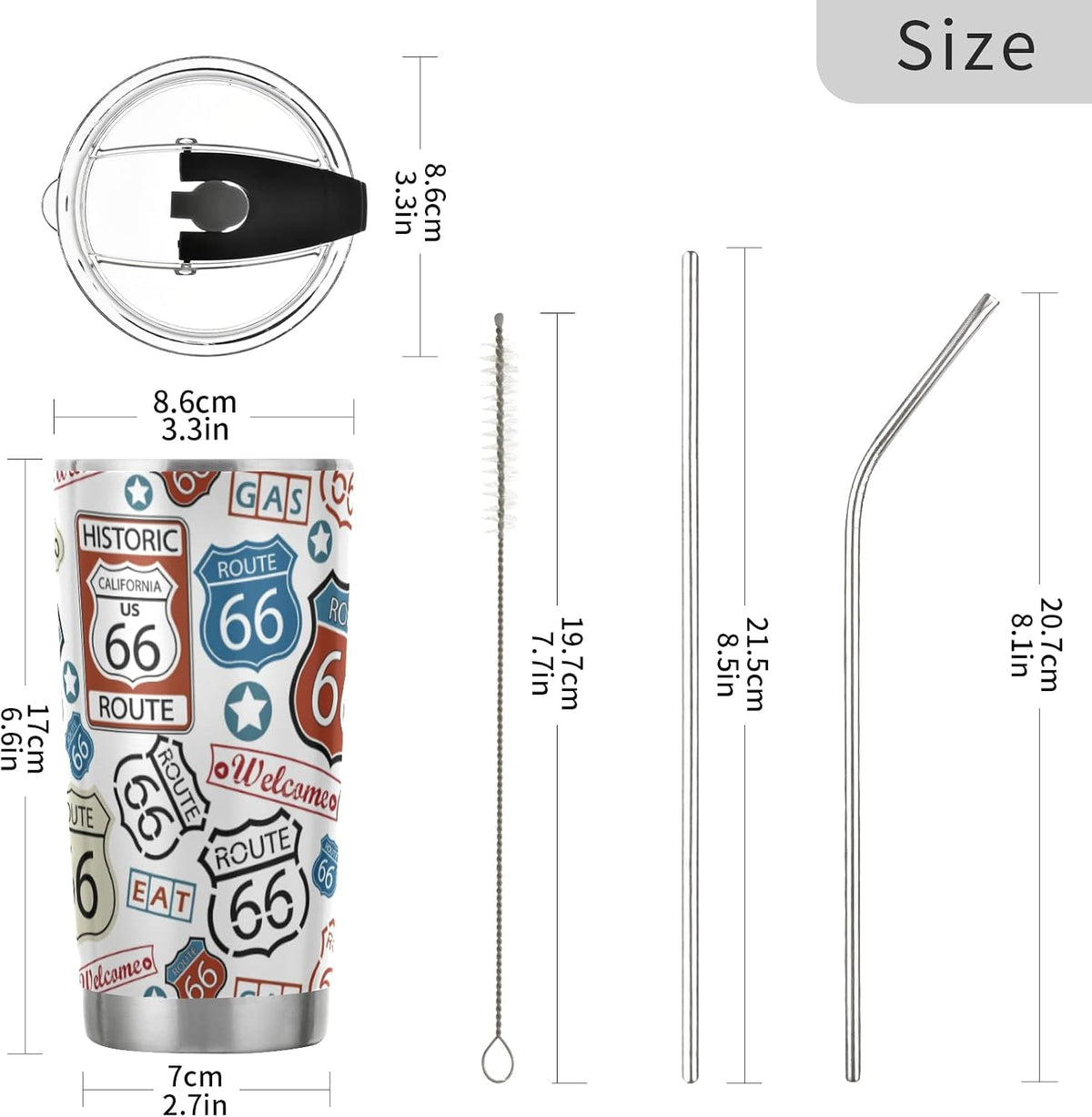 Tumbler Lightning Bolts Doodle Insulated Coffee Cup Beverage Container Travel Mug with Straw and Lid Double Wall Stainless Steel 20oz Holiday Gift