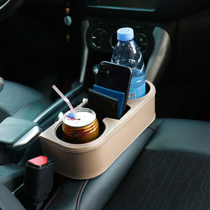 Car Console Side Seat Gap Organizer with Cup Holder, Black