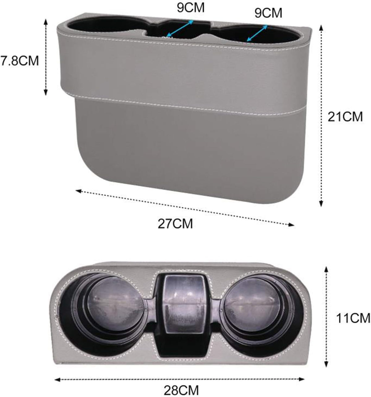 Car Console Side Seat Gap Organizer with Cup Holder, Black