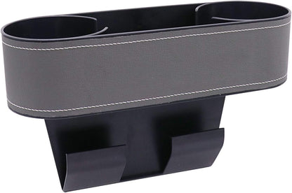 Car Console Side Seat Gap Organizer with Cup Holder, Black