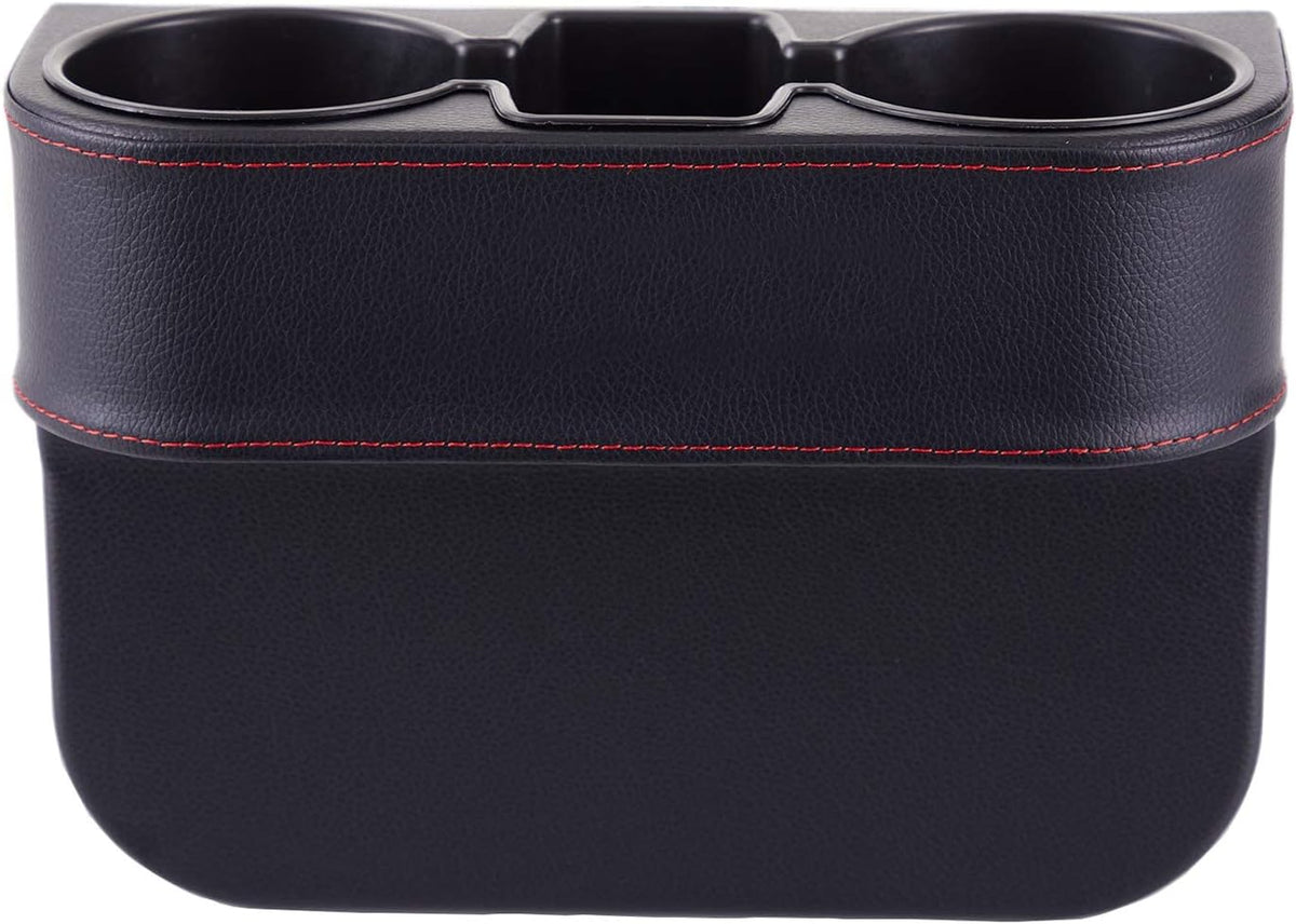 Car Console Side Seat Gap Organizer with Cup Holder, Black