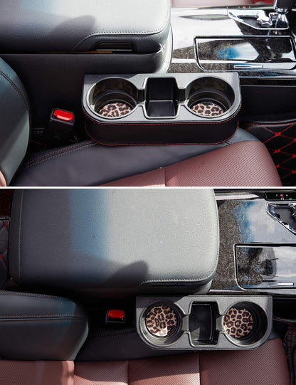Car Console Side Seat Gap Organizer with Cup Holder, Black
