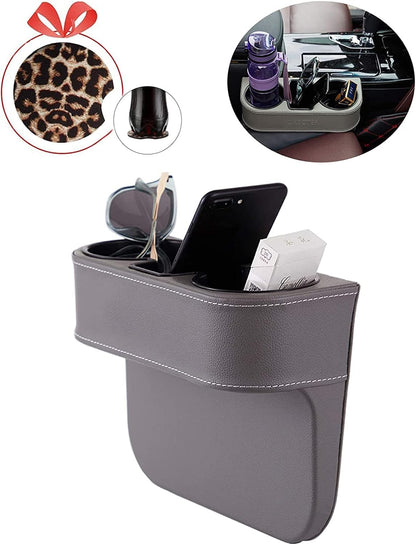 Car Console Side Seat Gap Organizer with Cup Holder, Black